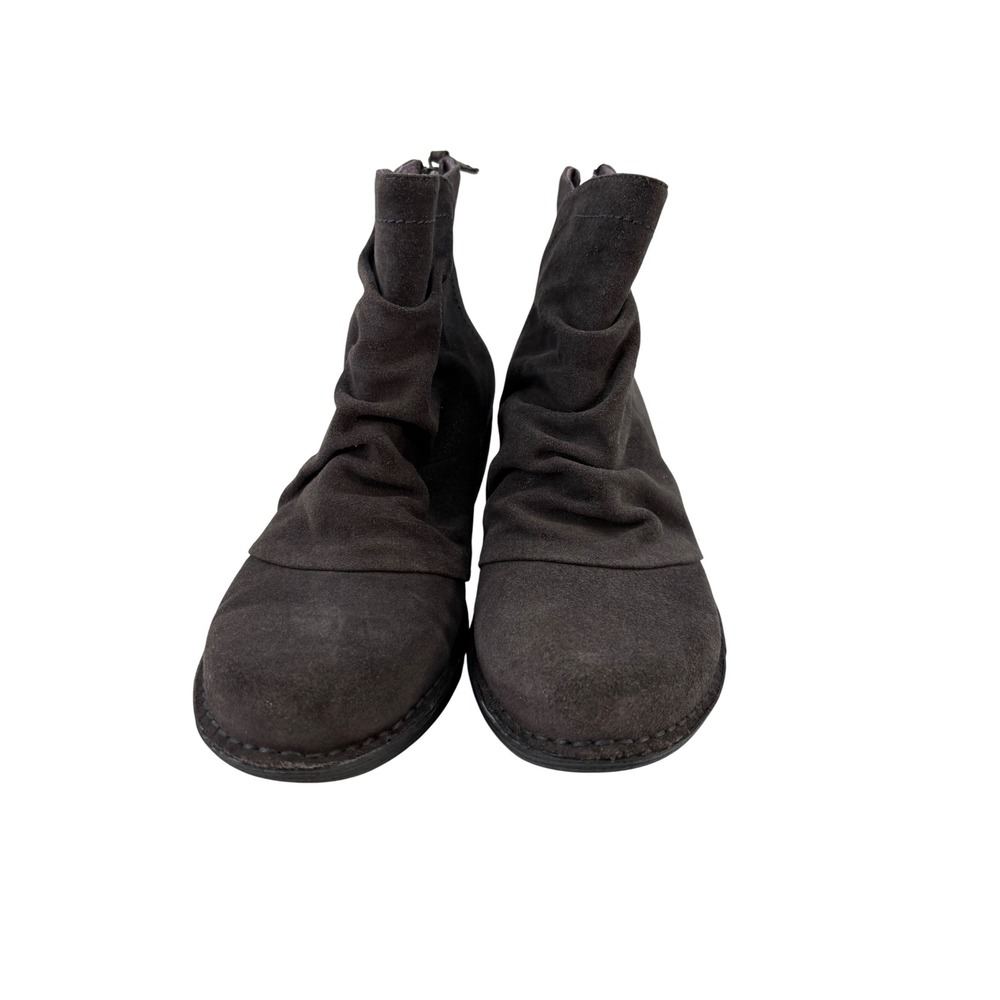 Dansko Maria Dark Grey Suede Ruched Slouch Back Zip Wedge Ankle Boots 37